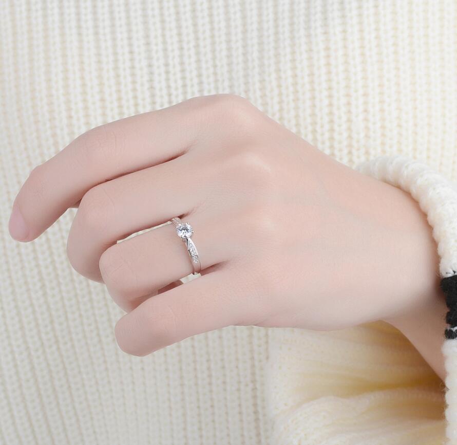 White Gold Plated Silver Pave CZ Engagement Promise Simulated Ring RS30