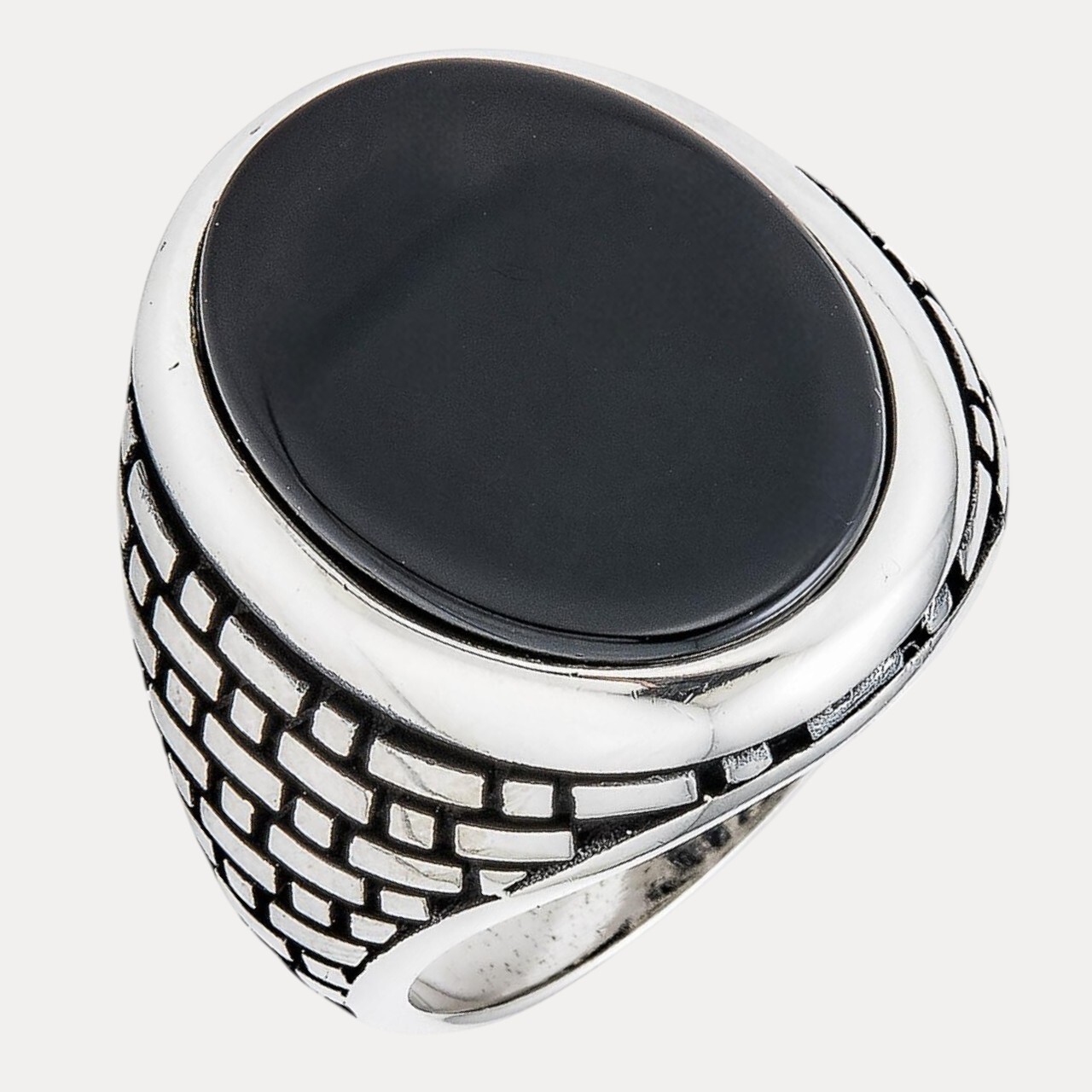 Natural Black Onyx Gemstone Mens Real Solid – 925 Silver or 14k Yellow Gold