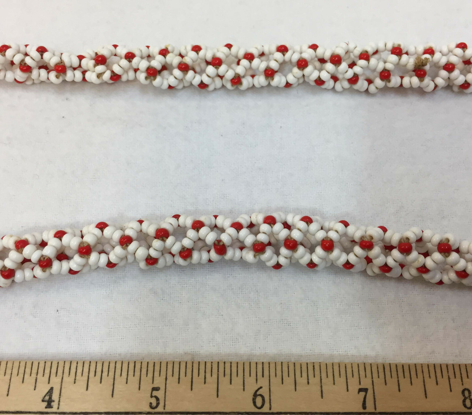 Plastic Bead Necklaces & Bracelet Red White Rope Strand String Bangle Lot 3