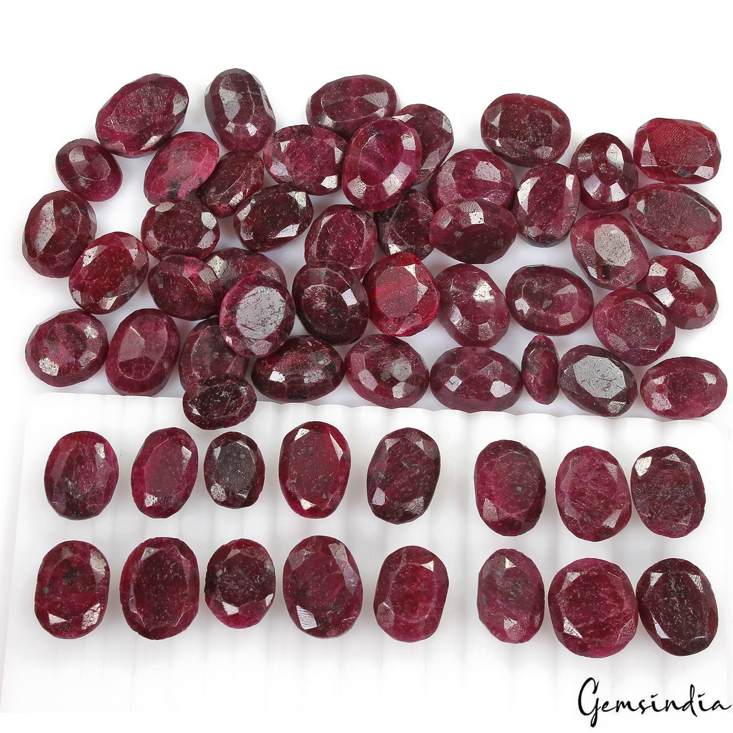 750 Ct/43 Pcs Natural Dark Red Ruby Oval Faceted Cut Loose 13mm-19mm Gems Lot-NW