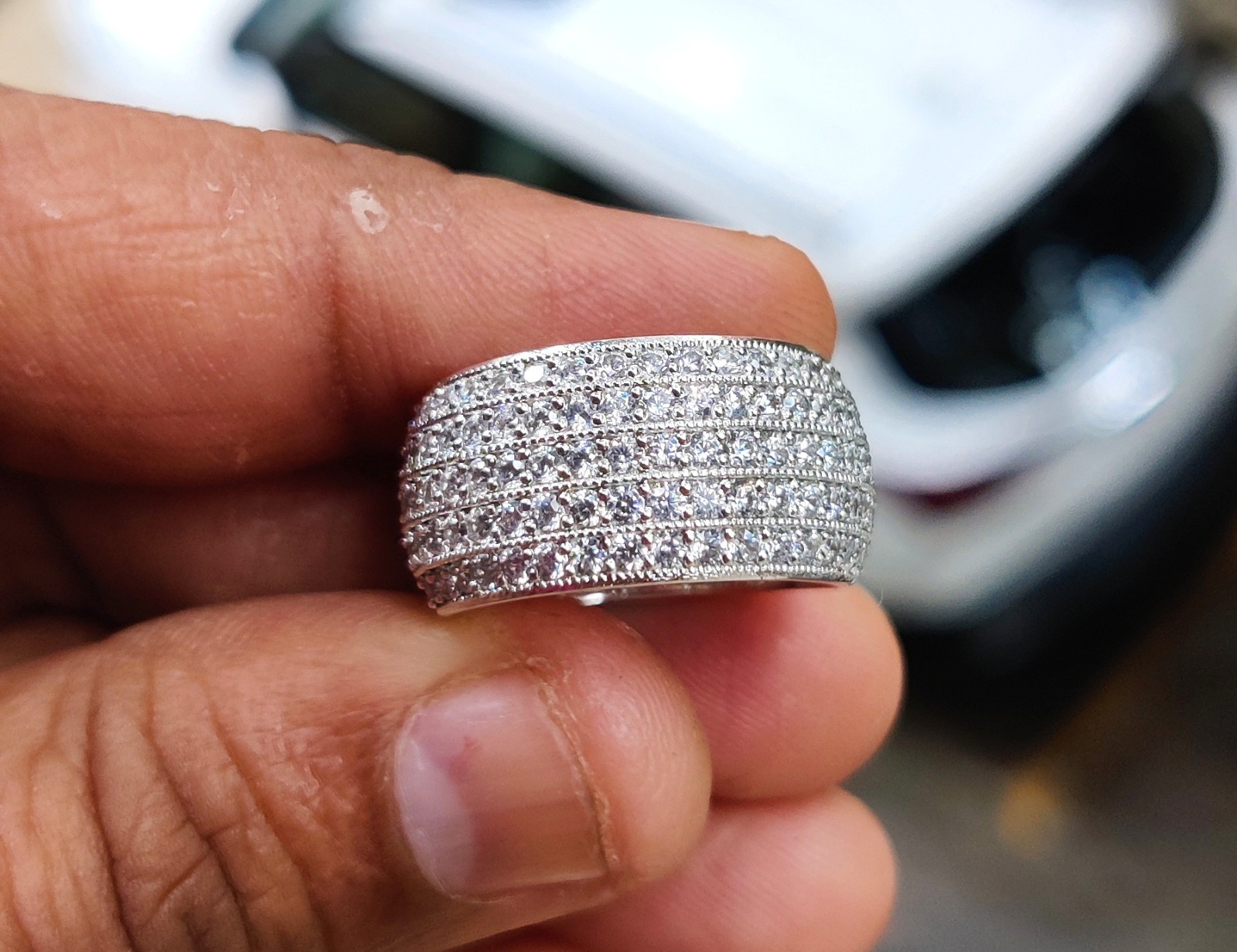 1.50Ct Round Lab-Created Diamond Cluster Wedding Band Ring 14K White Gold Plated