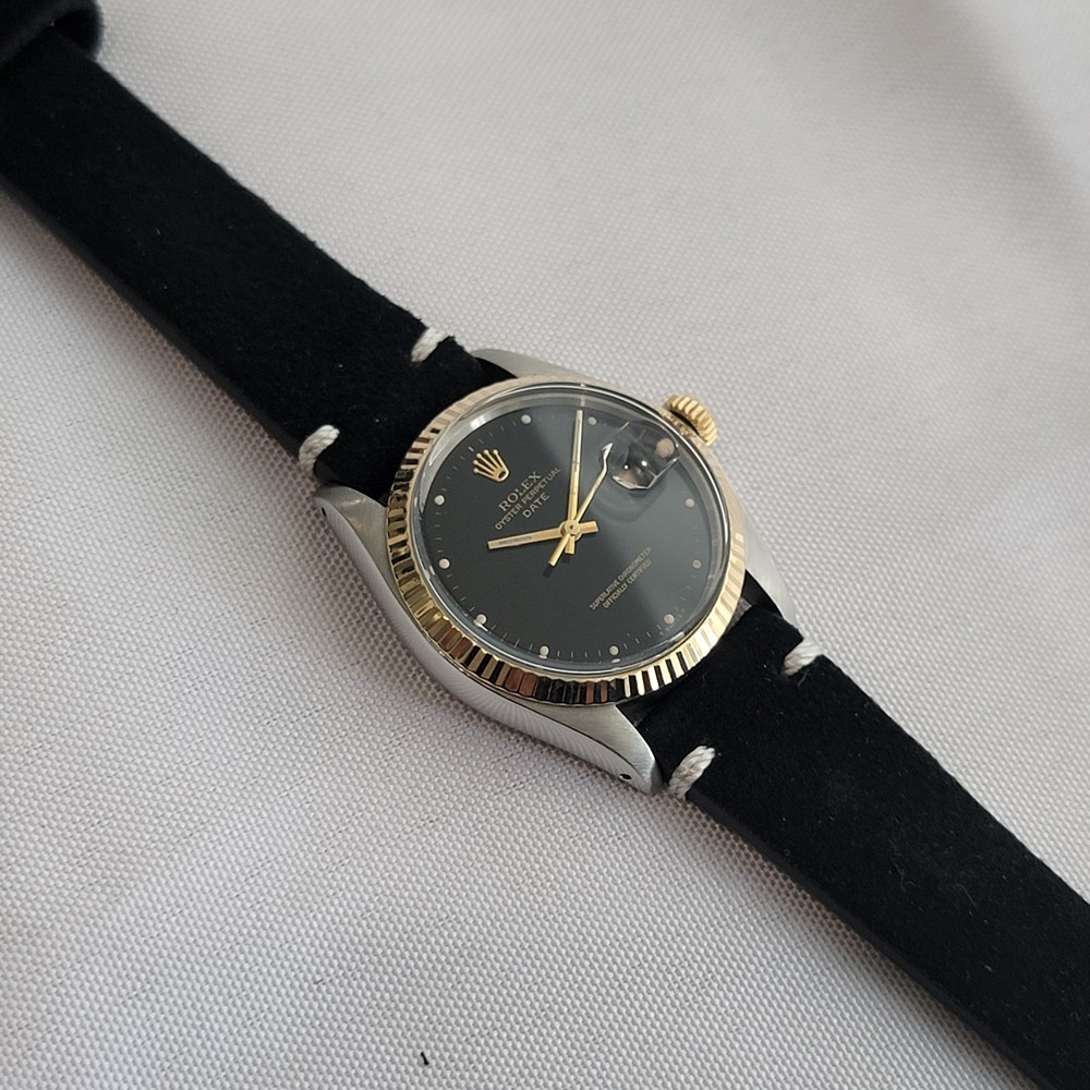 Rolex Oyster Perpetual Date 1500 35mm 14k Gold SS 1970s Mens Automatic RA624B