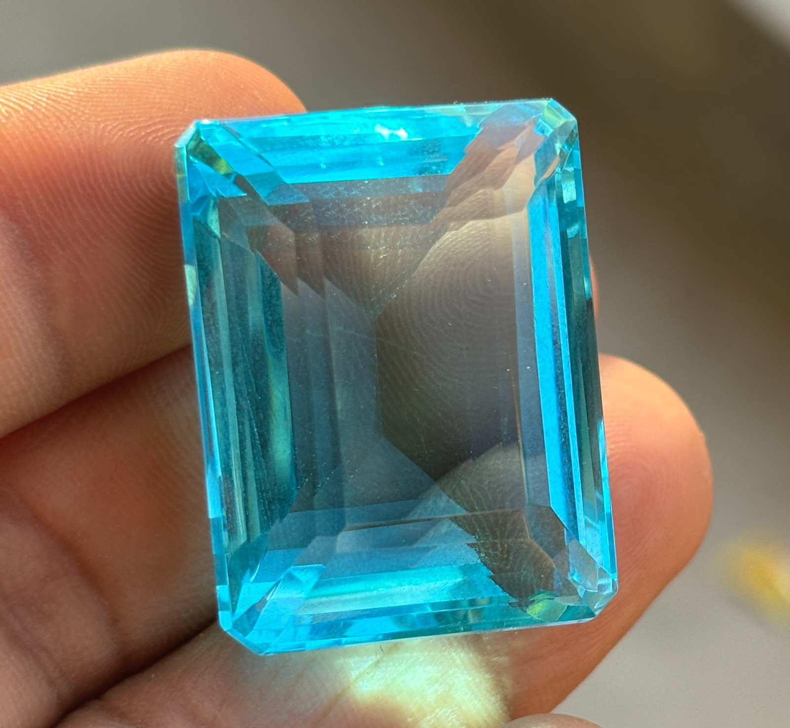 Certified 105 Ct Natural Emerald Cut Sky Blue Aquamarine Loose Gemstone BEST