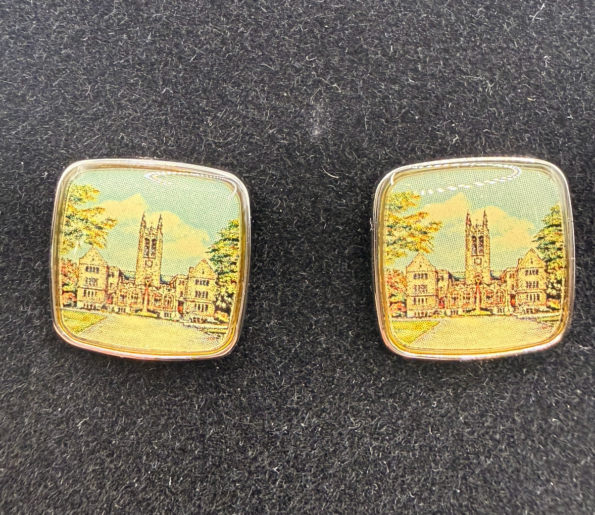 Vintage Sterling Silver Boston College Cufflinks Eglomise Designs