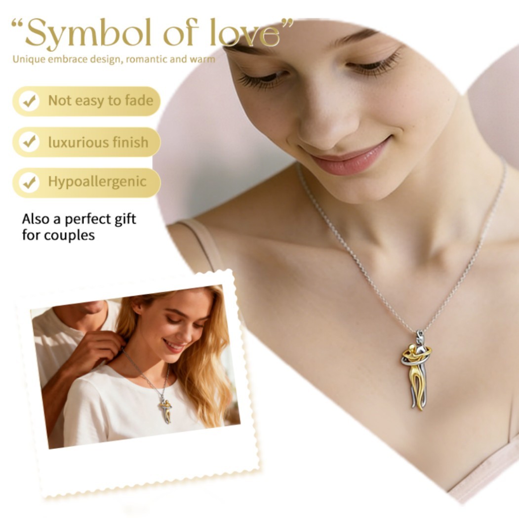 2026 Promise Couple Hug Necklace Hugging Pendant Lovers Jewelry Gift