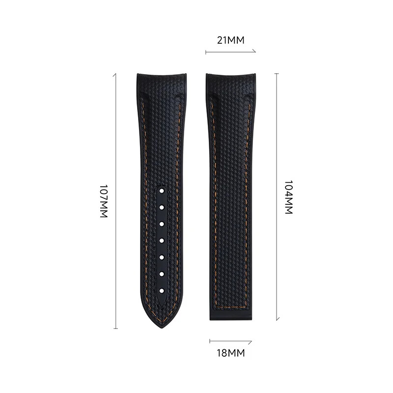 21mm FKM Rubber Watch Strap Fits Omega Seamaster Planet Ocean 600M