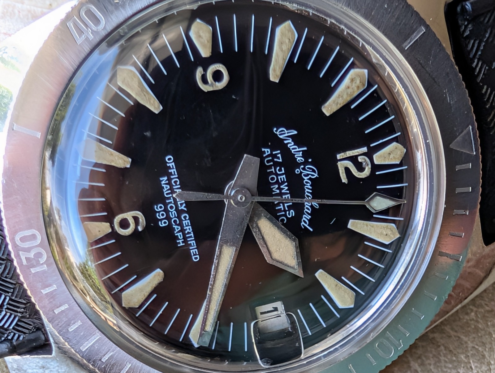 Vintage 1960’s Andre Bouchard Nautoscaph 30 ATM All SS Diver w/ETA 2452 Mvmt