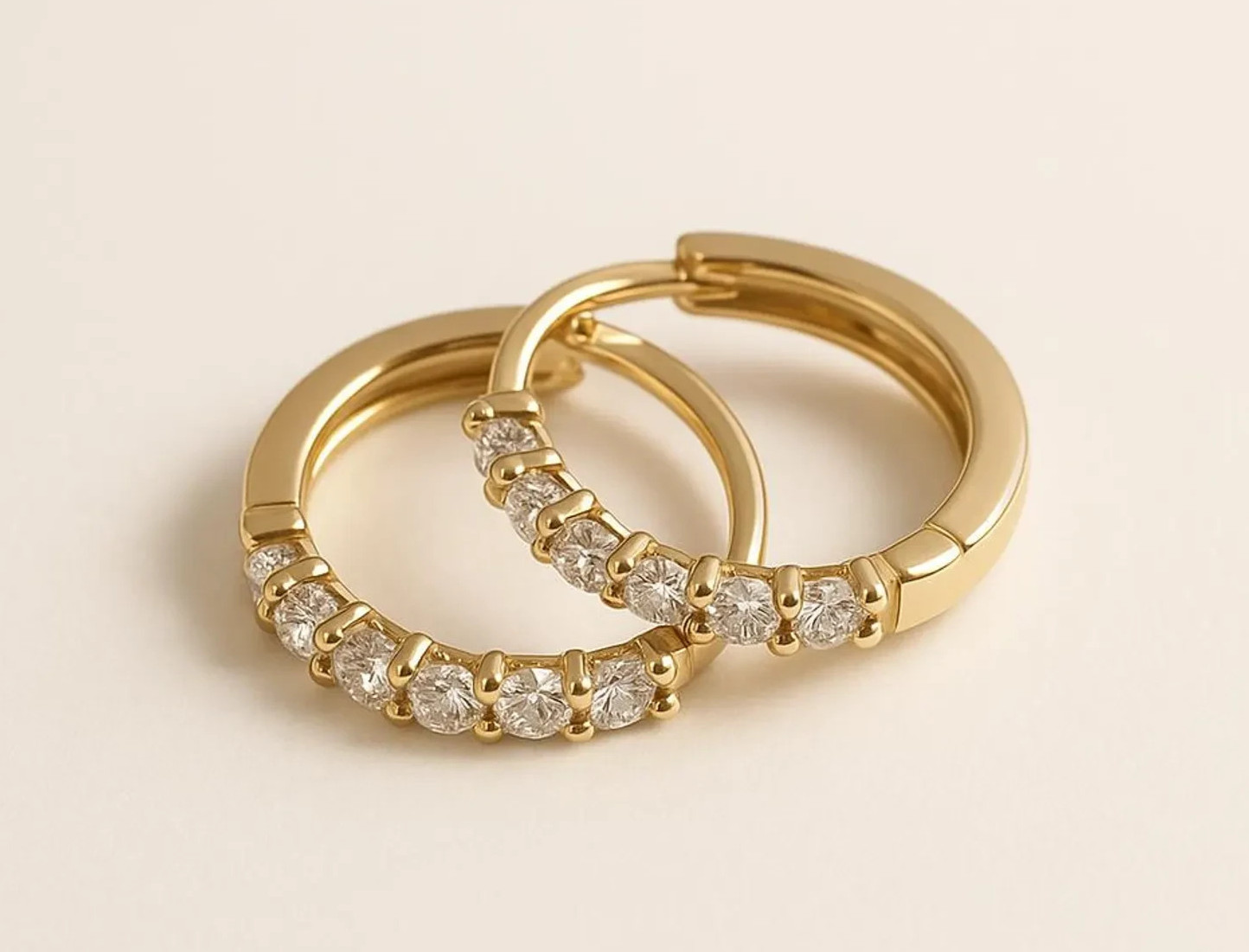 0.50Ct Round Cut Natural Diamond Wedding Huggie Hoop Earrings 14k Yellow Gold