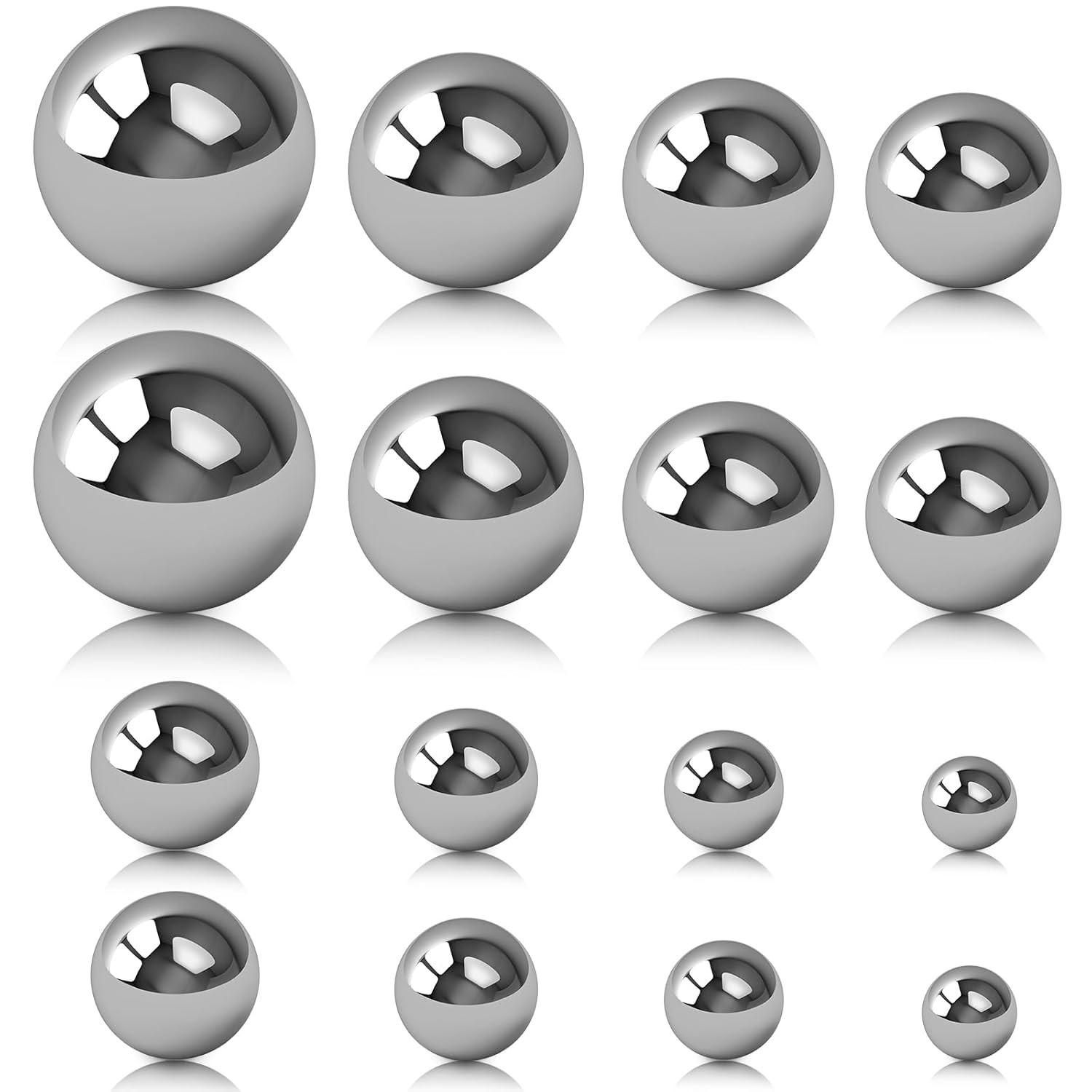 Coin Rings: Assorted 3/4, 7/16, 1/4 Inch Stainless Steel Monkey Fist Balls 16…