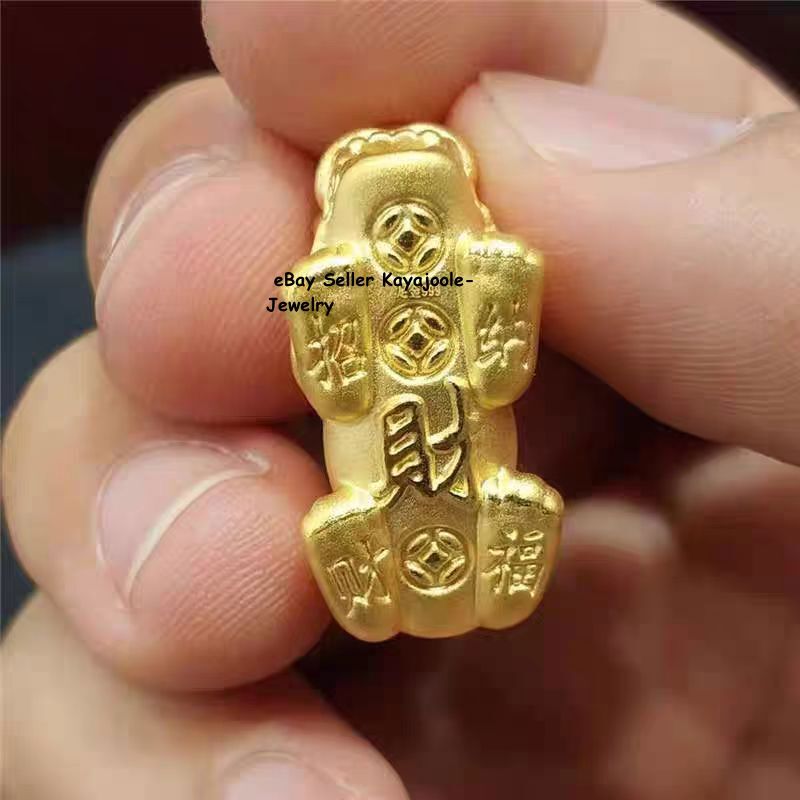 Fine Pure 24K 999 Yellow Gold 3D Wealth Dragon Pixiu Bead Pendant 6-24mm