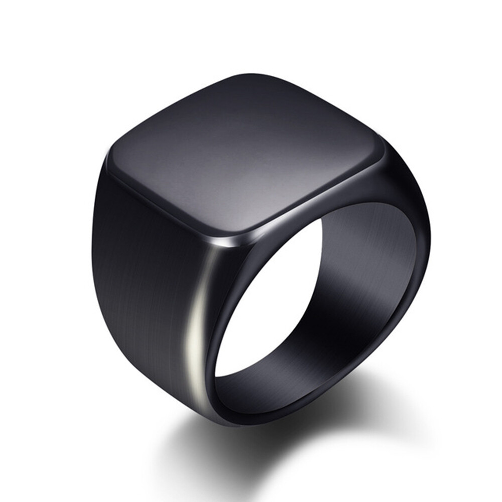 Mens Polished Titanium Stainless Steel Ring Faith Rocker Biker Seal Jewelry