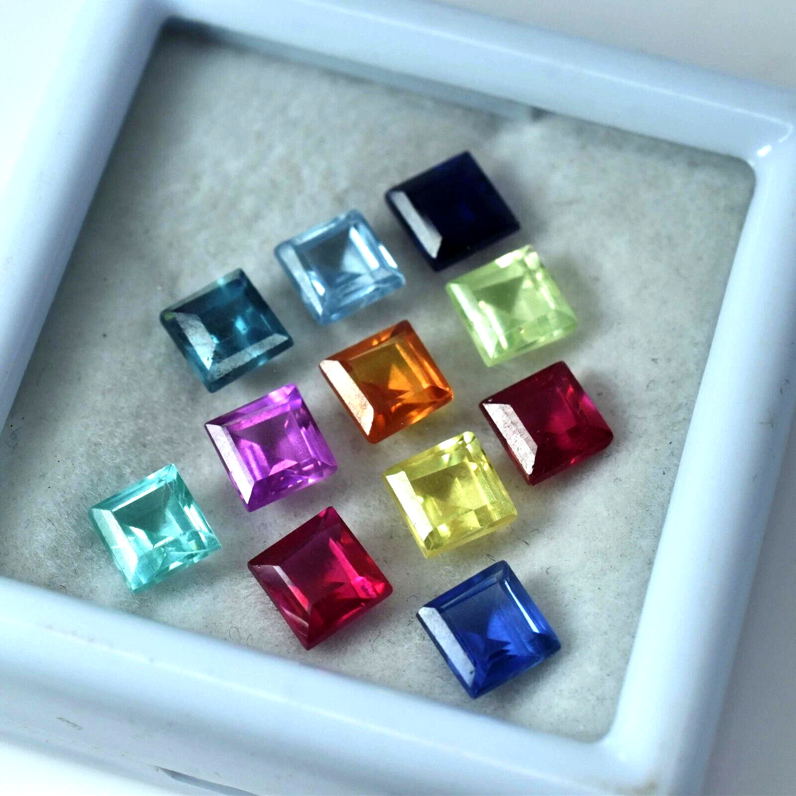 Natural 140 Ct Mix Color Ceylon Sapphire Square Cut 13-15 Pcs Gemstone Lot