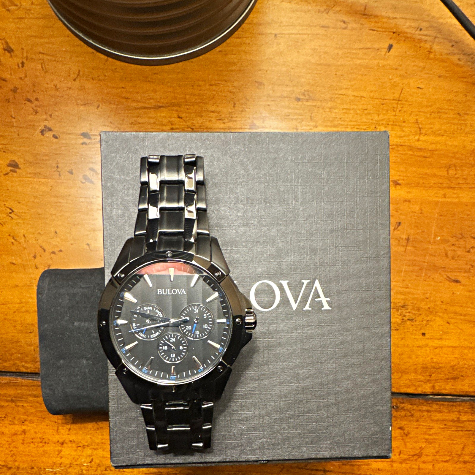 Bulova 98C121 Multi-Dial Black Dial Black Stainless Steel Bracelet NEEDS BATTERY