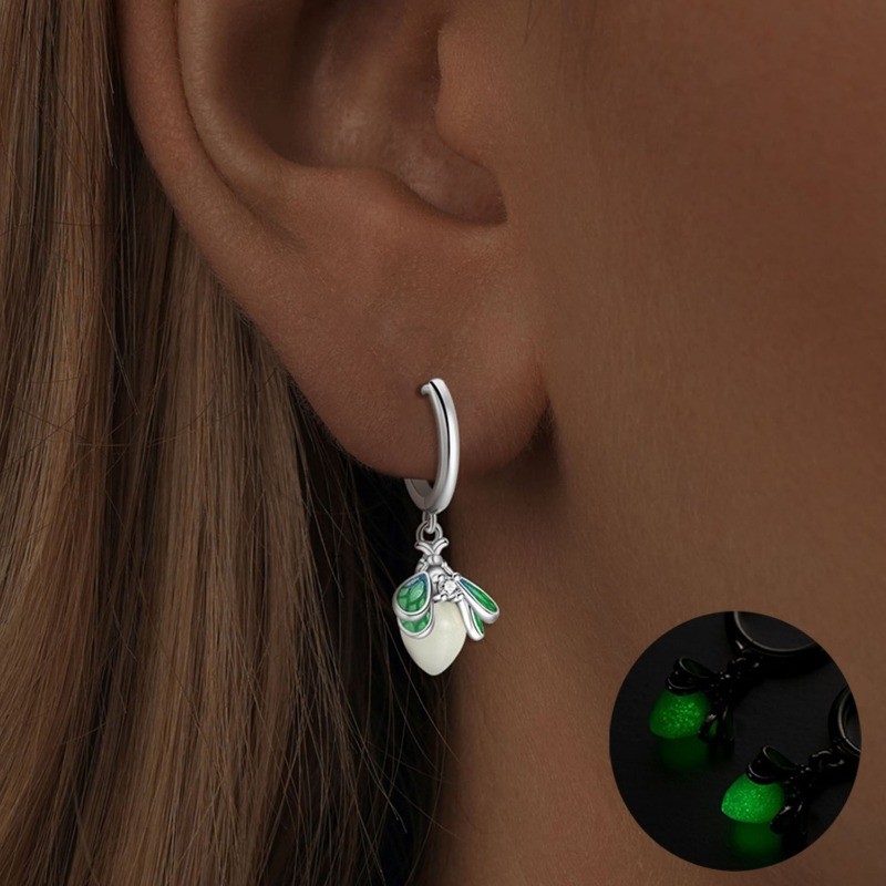PANDACH 925 Sterling Silver Glow in the Dark Firefly Earrings For Women Jewelry