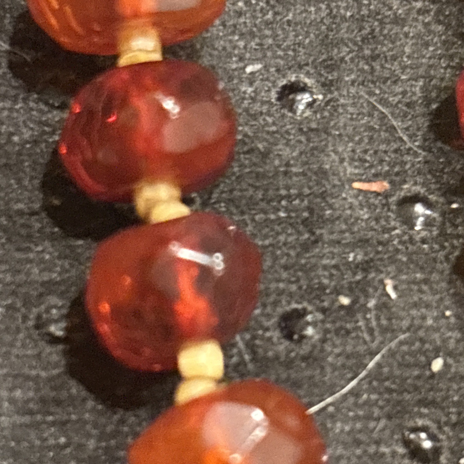 Stunning Rare 48 Faceted Amber Bead Necklace – With Insect Inclusions
