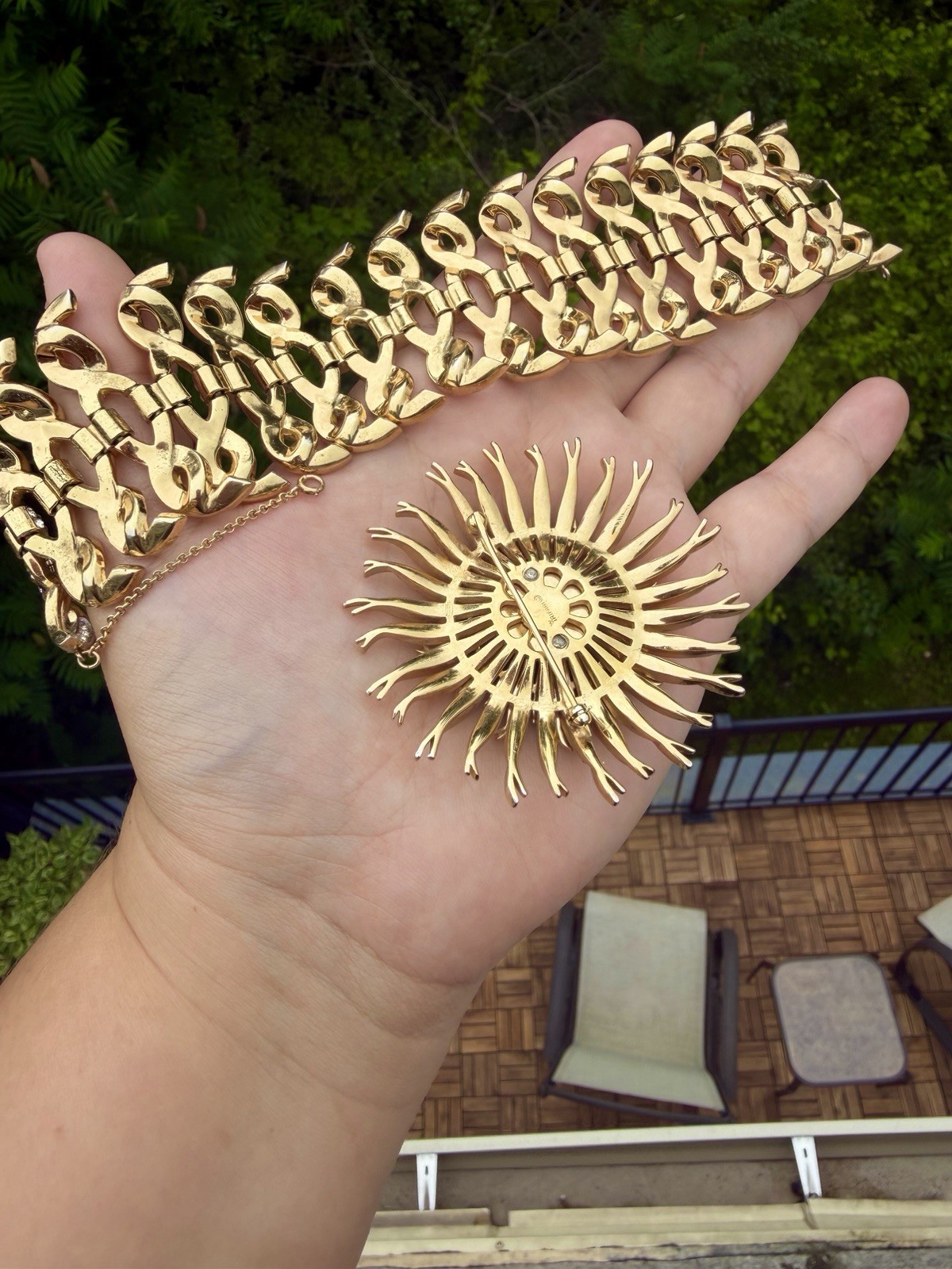 Trifari Married Set Brooch And Bracelet By Alfred Phillipe