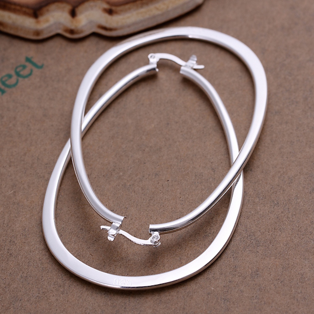 925 Sterling Silver Hoop Pierced Earrings 2.7″ inch L1