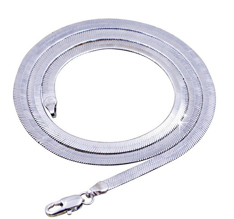 Silver Plated Women Men 4mm Flat Snake Link Lobster Chain Necklace 18″ S1