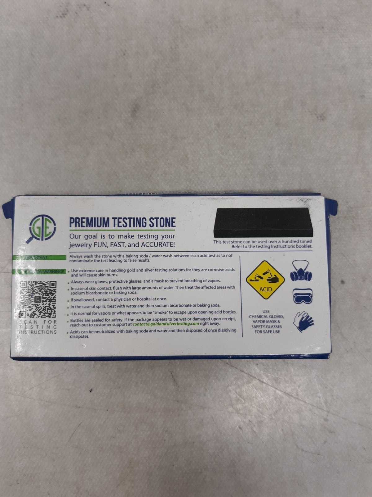 Premium 2×4 Jewelry Testing Stone for Gold, Silver, Platinum – Anti-Skid Backing