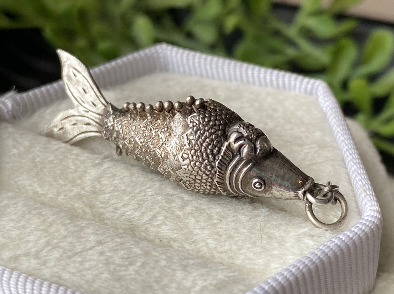 Vintage Sterling Silver 925 Pendant Charm Articulated Fish Chinese Export