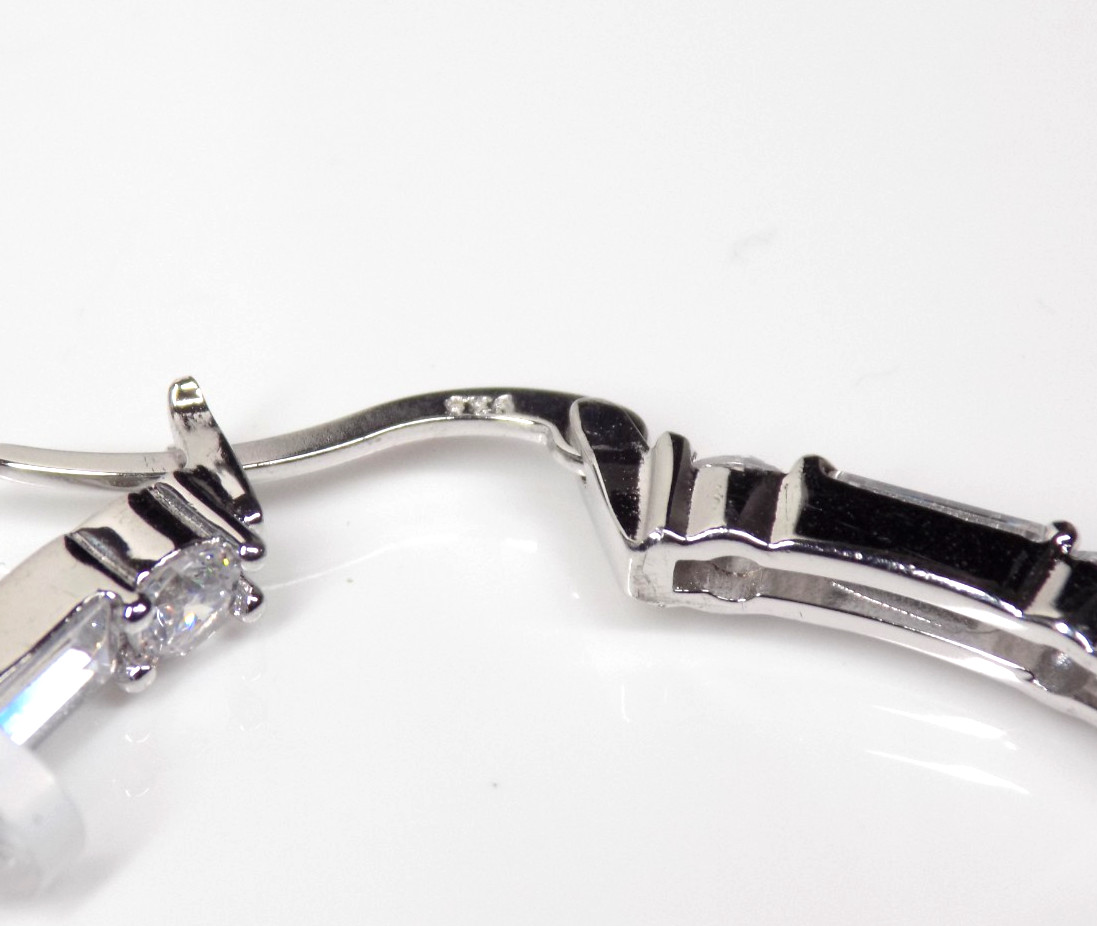 925 Sterling Silver Cubic Zirconia Hoop Earrings Inside Outside White Colorless