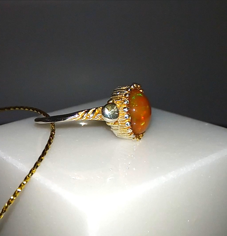 🔥🔥🔥Exclusive TOP FIRE OPAL Ring in Silver and Gold, Size 17.75 – UNIQUE