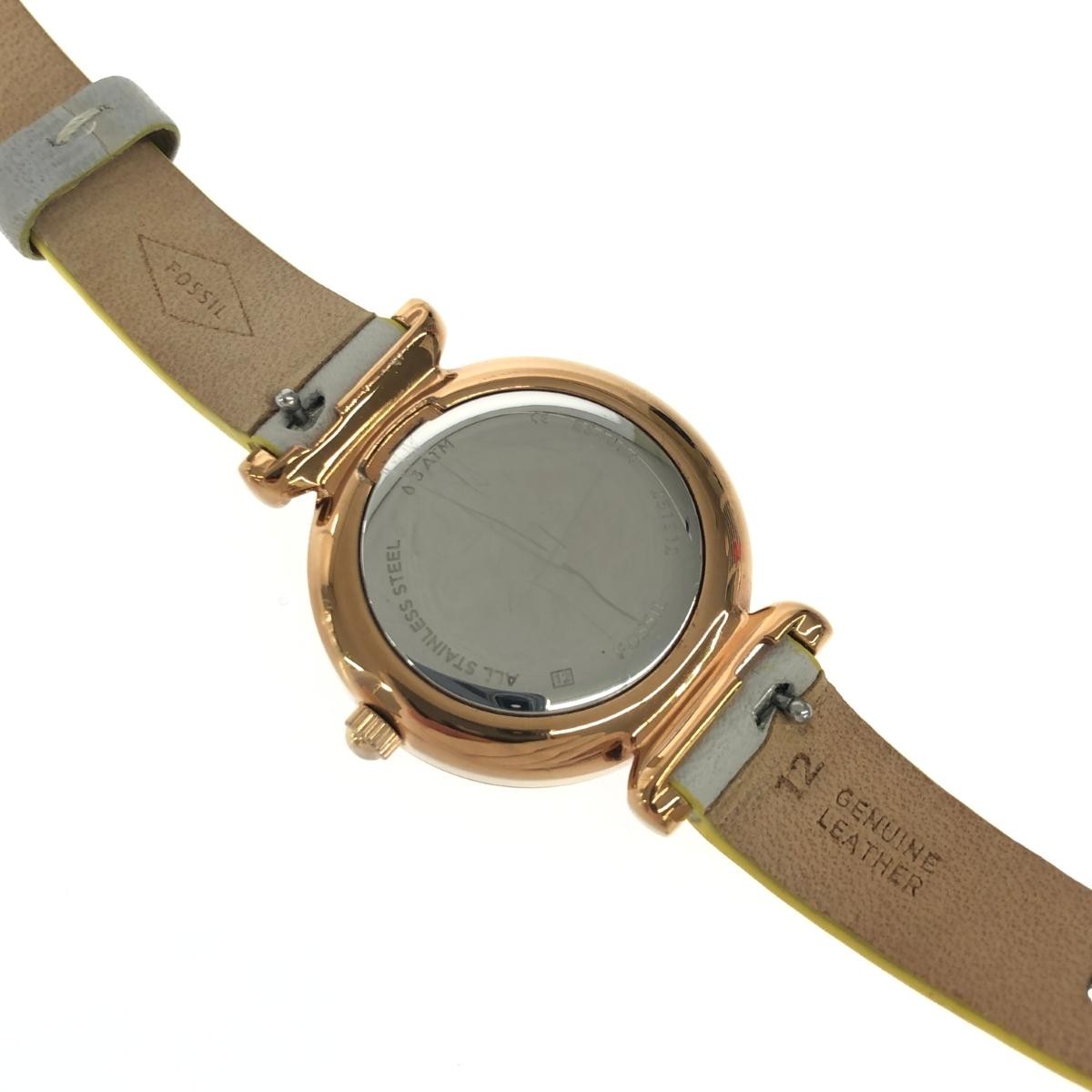Fossil Watch Quartz SS Leather ES4834 Gold Color Gray Ladies Used