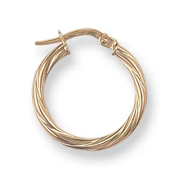 Hoop Earrings 9ct Yellow Gold 19mm Twisted Womens Jewellery