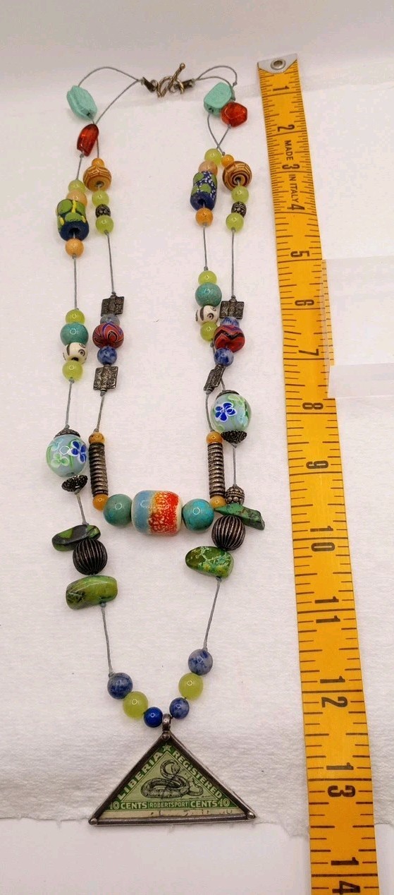 VNTG Artisan African Necklace with Various Beads&Gemstones. Read All Description