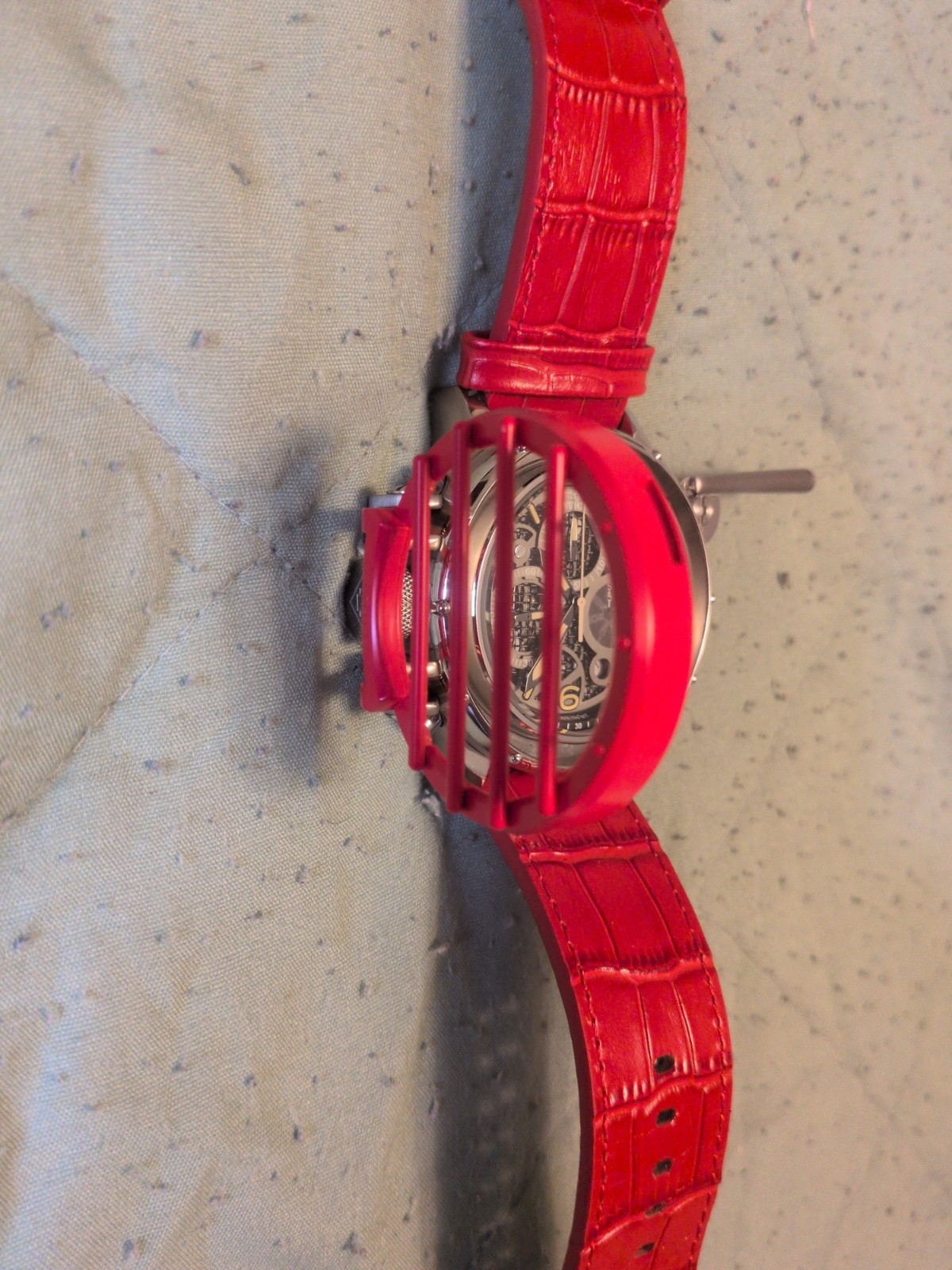 Invicta Russian Diver CROSSBAR Quartz Chrono Red/Silver Grey Dial 52mm Mens NEW