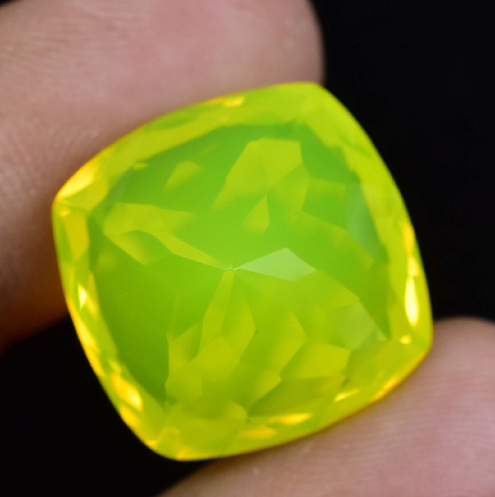27.10 Ct Natural NEON Yellow Opal Certified Flawless Unheated Loose Gemstone