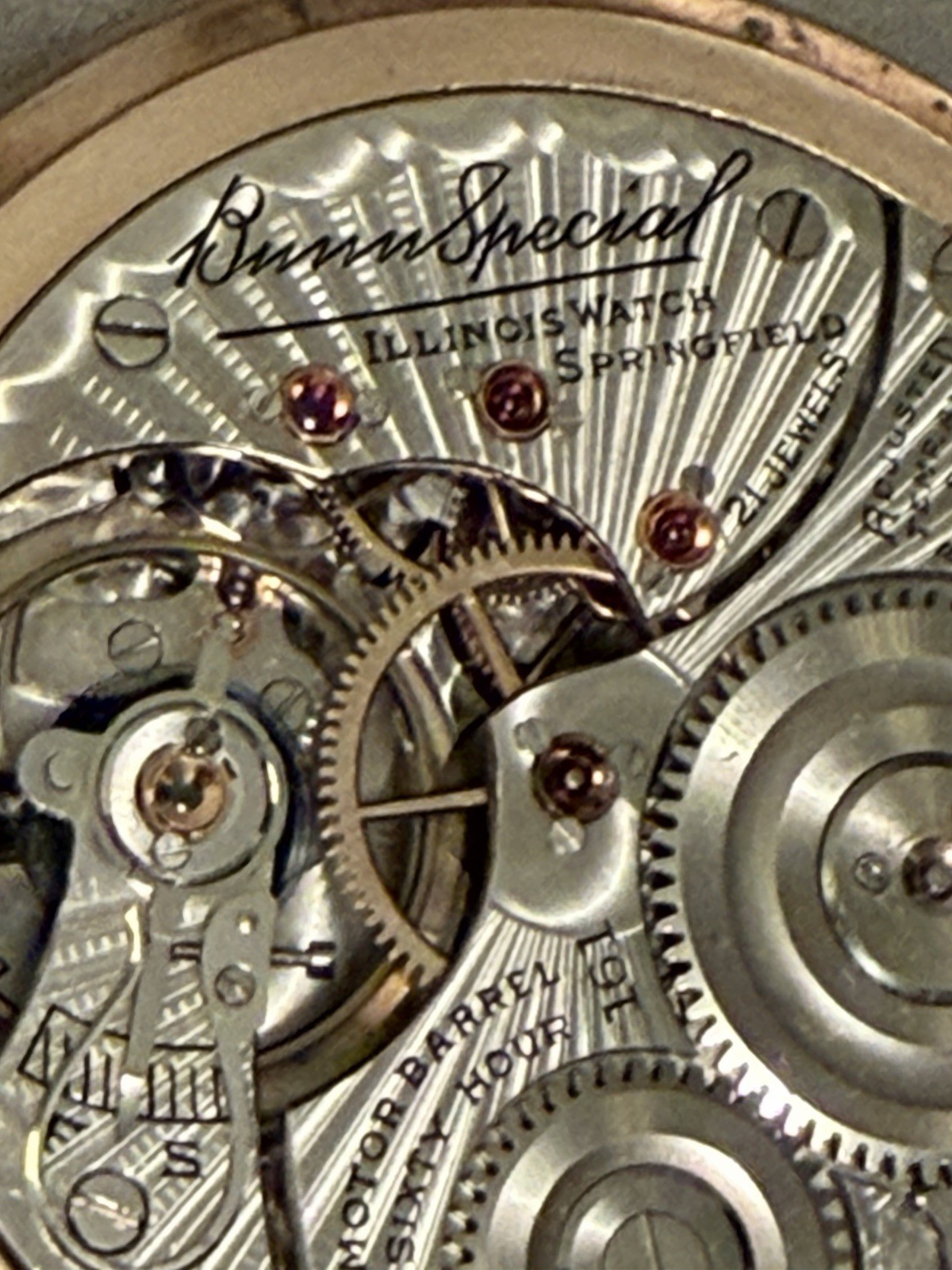 ILLINOIS 161 BUNN SPECIAL 60-HR. 21j 10k GF OF MONTGOMERY 16s RR POCKET WATCH 31