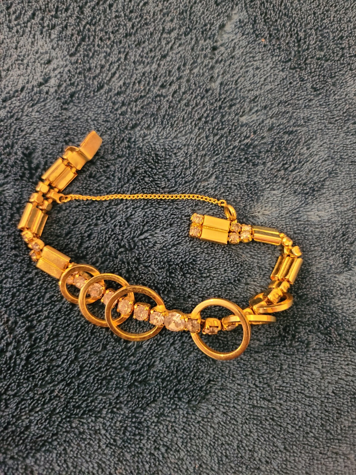 Vtg 1956 Sarah Coventry Celestial Fire Bracelet Gold Tone Rhinestone Signed SaC