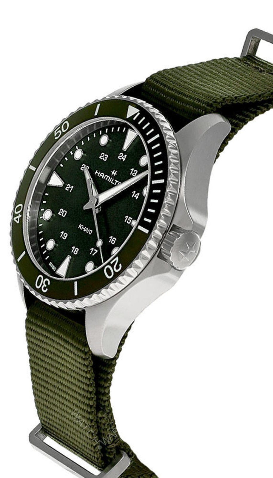Hamilton Khaki Navy Scuba 37 毫米石英绿色表盘男士腕表 H82241961