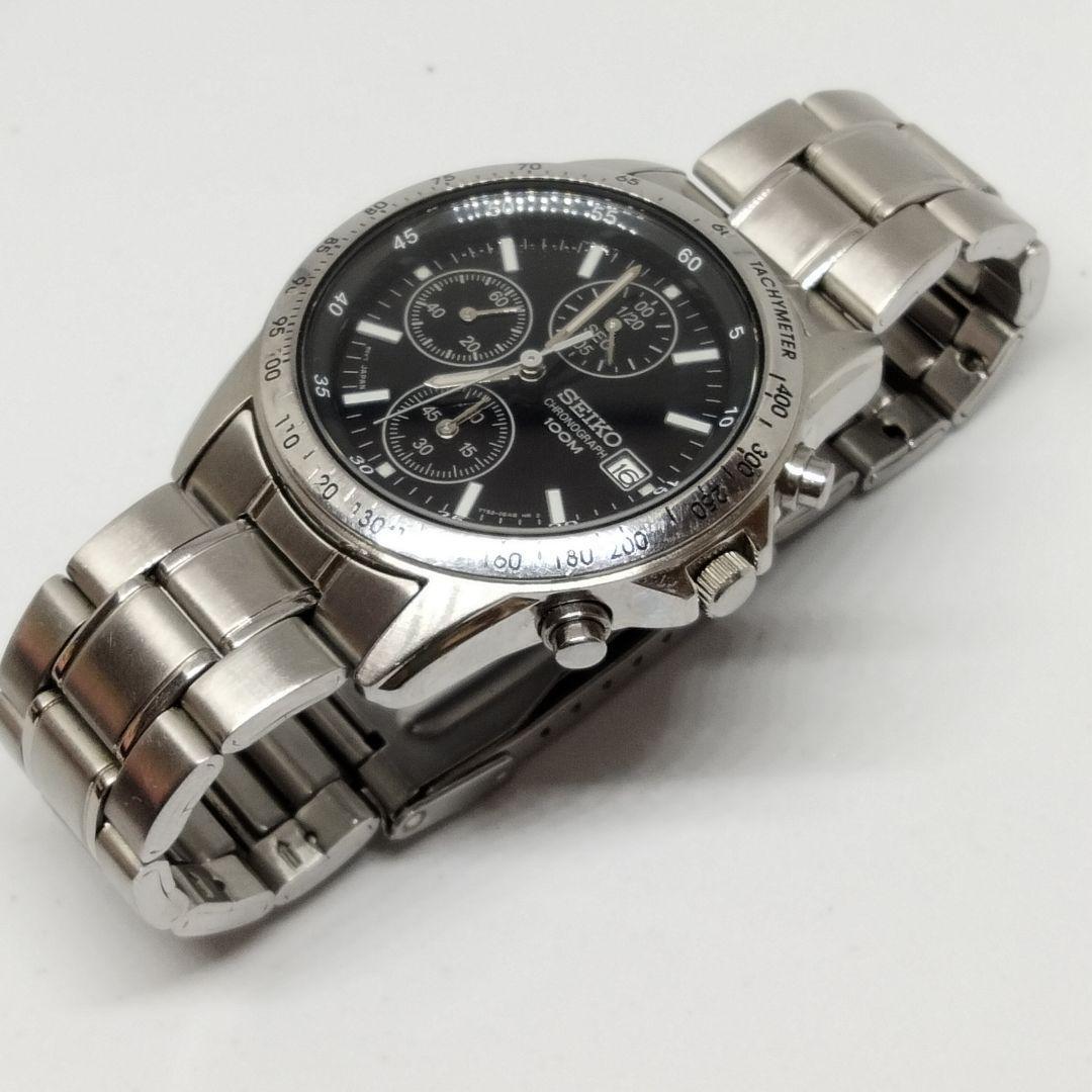 Seiko Mens Watch Chronograph 100m 10Bar 7T92-0DW0 Quartz Analog Very Good Japan