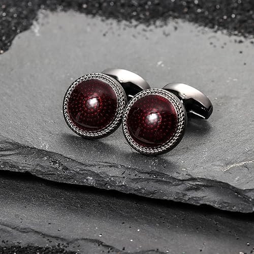 Mens Cufflinks and Tuxedo Studs Set in Gift Box, Easy to Wear, Gifts or Red