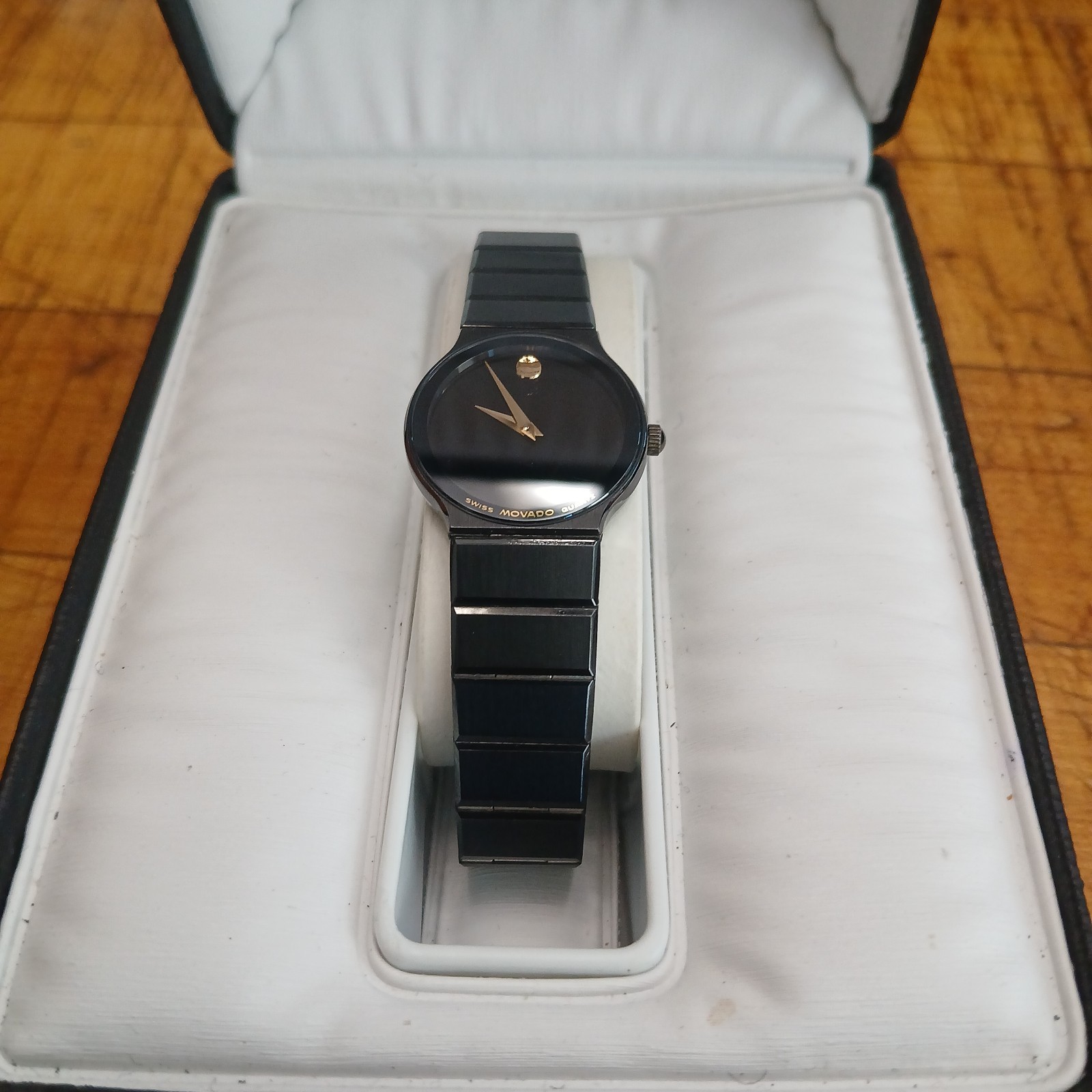Movado Museum Watch Womens 22mm Black Dial Black Tone Round 84.C6.881.2A