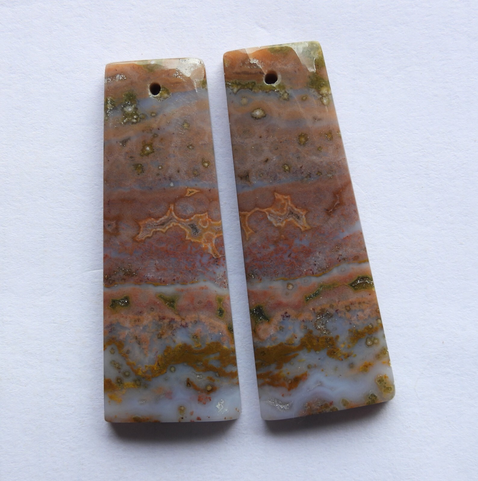 55.30 Cts Natural Ocean Jasper (39.7mm X 15mm each) Drilled Cabochon Match Pair