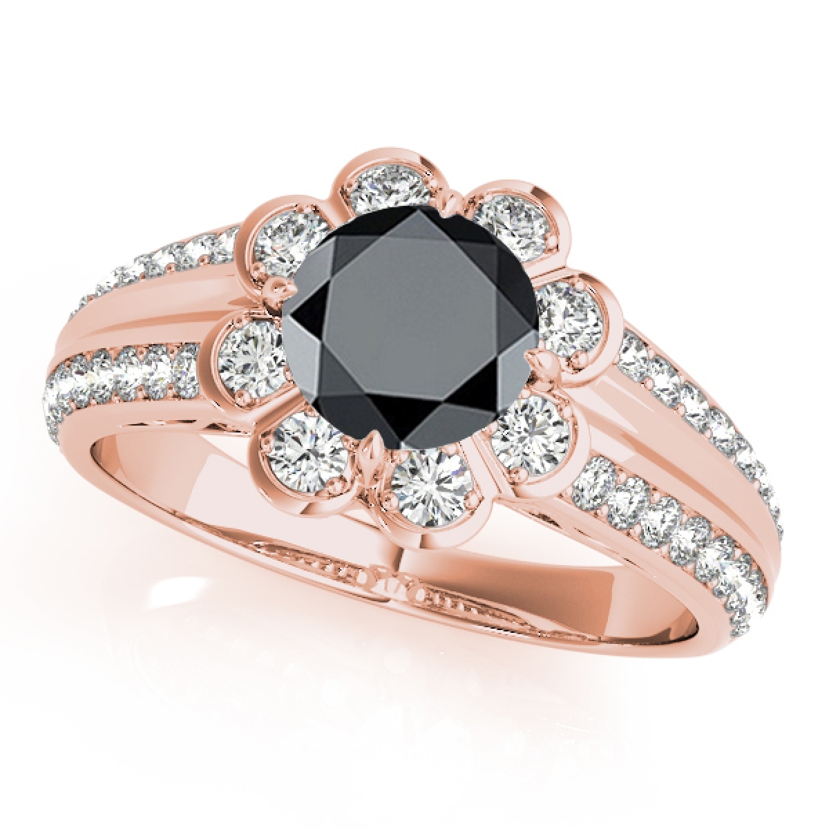 1.35 Ct. Black And White Diamond Wedding/Engagement Ring In 10k Gold for Women