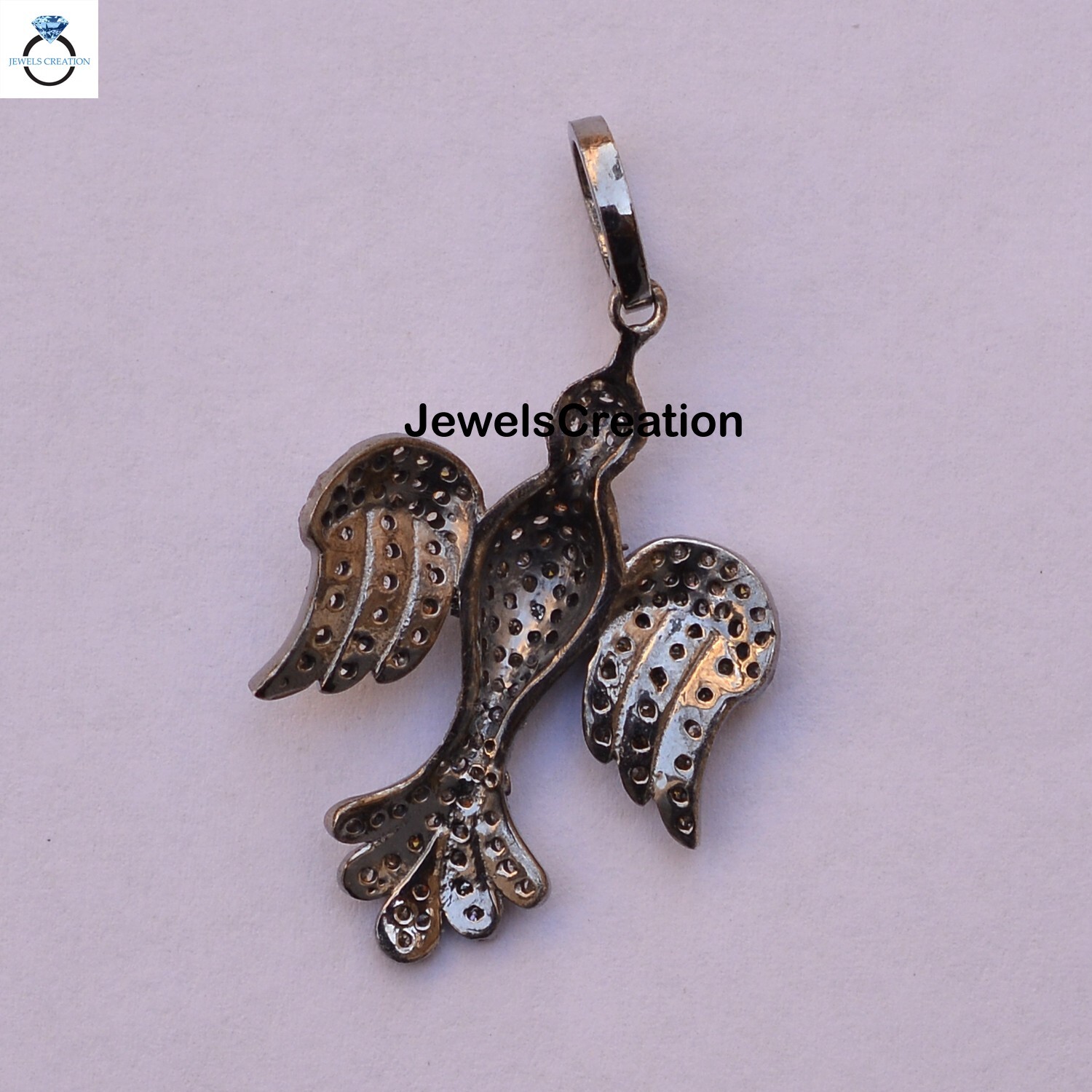 Genuine Pave Diamond Bird Pendant 925 Solid Sterling Silver Diamond Jewelry Gift