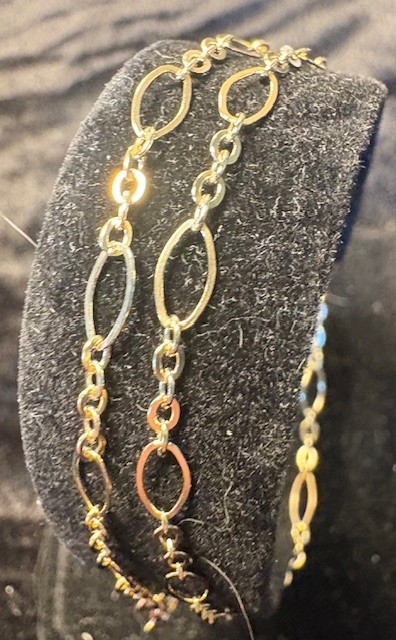 NIB VTG 14K EternaGold 10″ Polished Oval Figaro Link Ankle Bracelet 1.3g