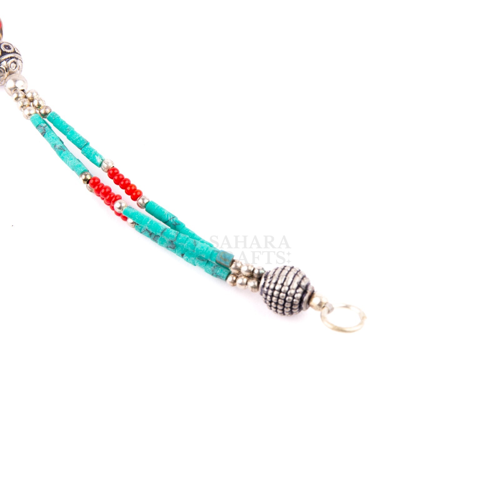 Tibetan Bracelet, Turquoise Red Beads, Traditional Tibetan Bead Jewelry