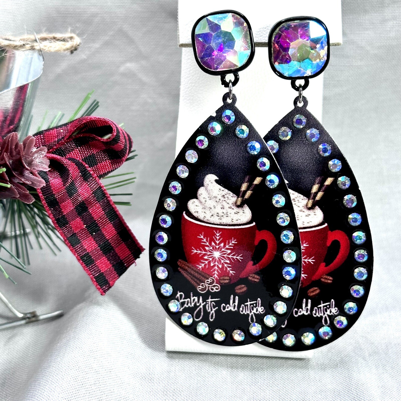 Christmas Earrings Baby It’s Cold Outside Holiday Teardrop