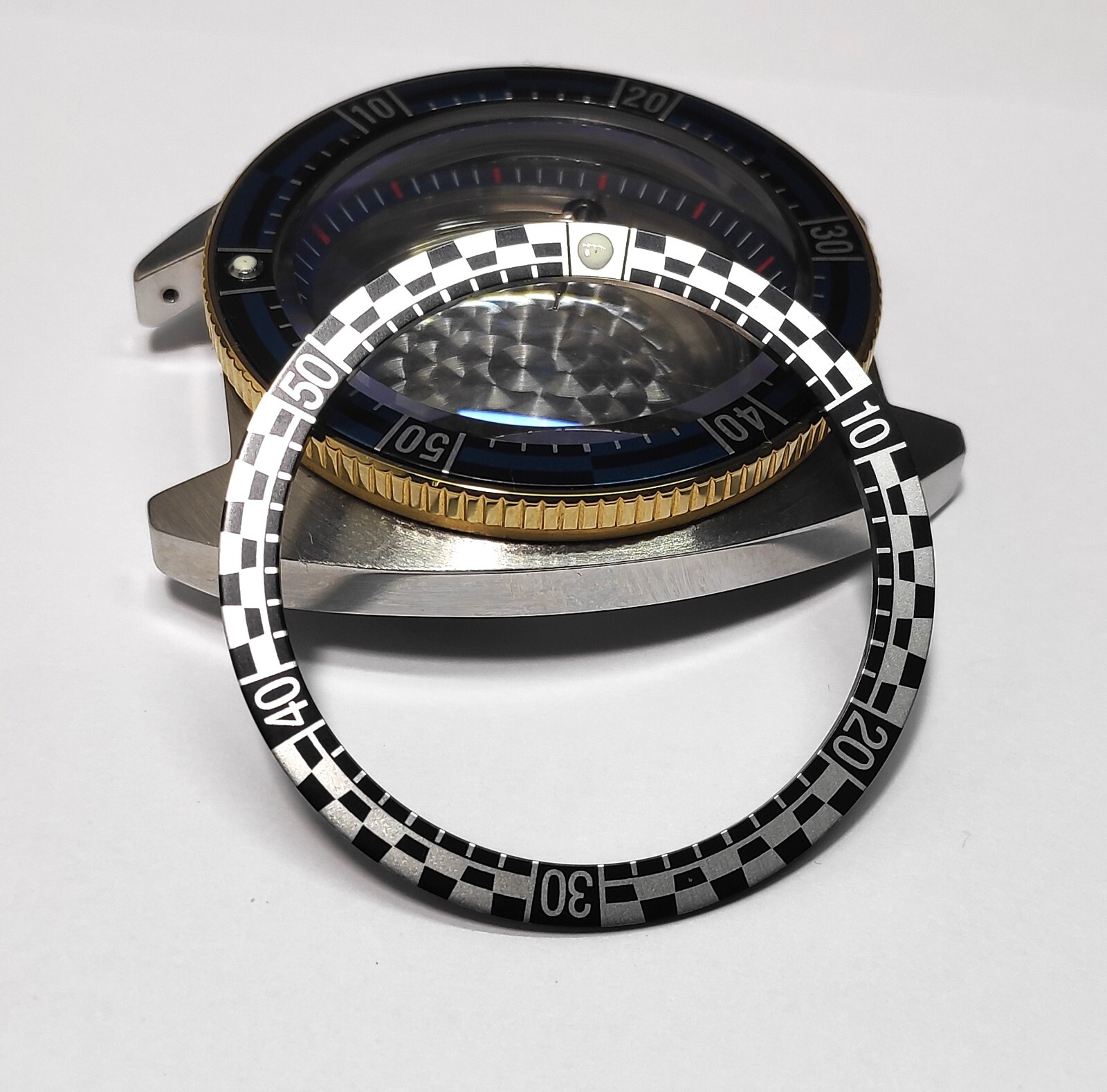 CHECKER RALLY FLAT BEZEL INSERT 38mm For Seiko SKX SRPD Divers Watch Mod