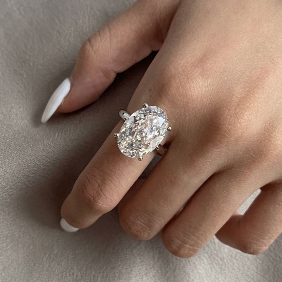5.00Ct Oval-Cut VS1 Lab Grown Diamond Wedding Engagement Ring 14k White Gold