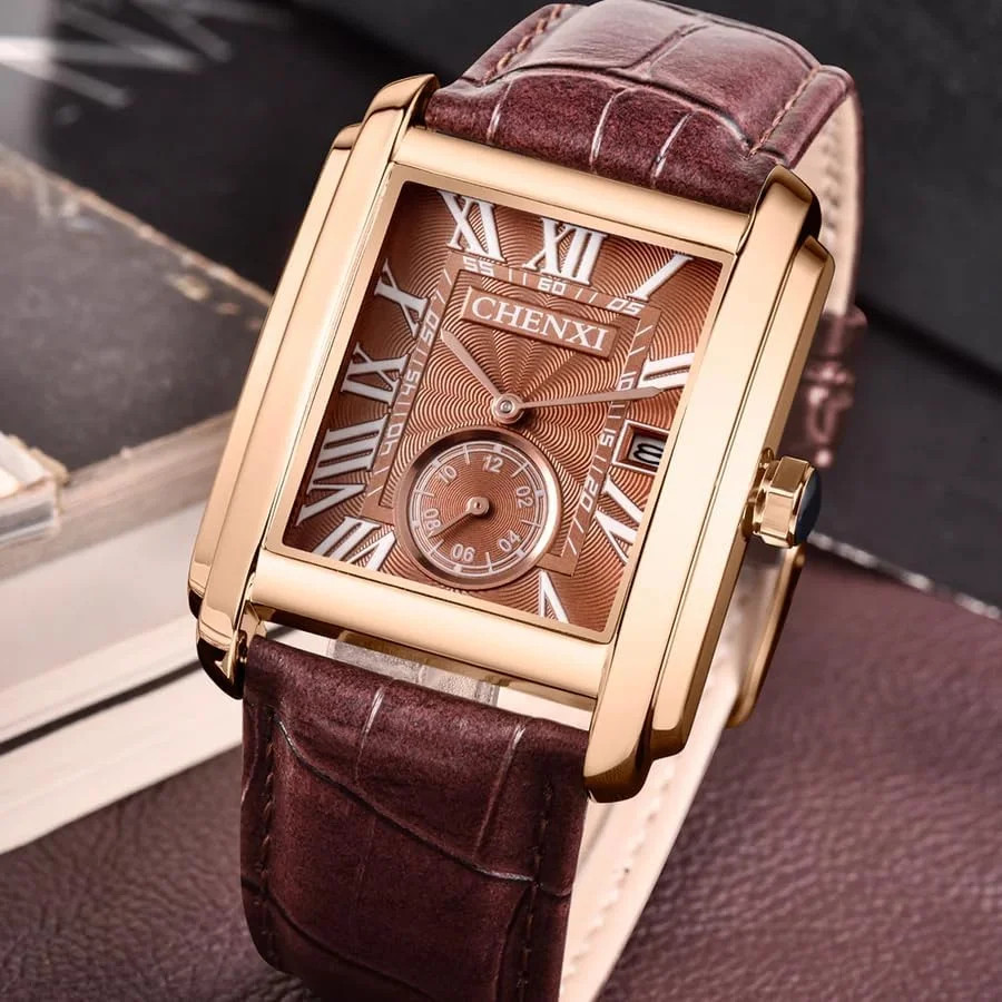 Men’s Watches Casual Retro Rectangular Waterproof Dress Analog Quartz Wri