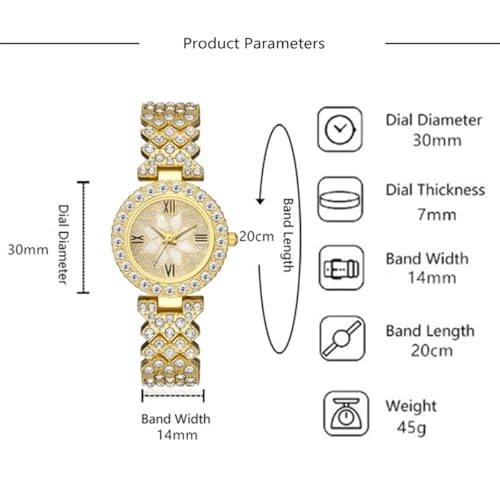 Women Luxury Watches Steel Band with Diamonds Bracelets Watches Set Rose gold