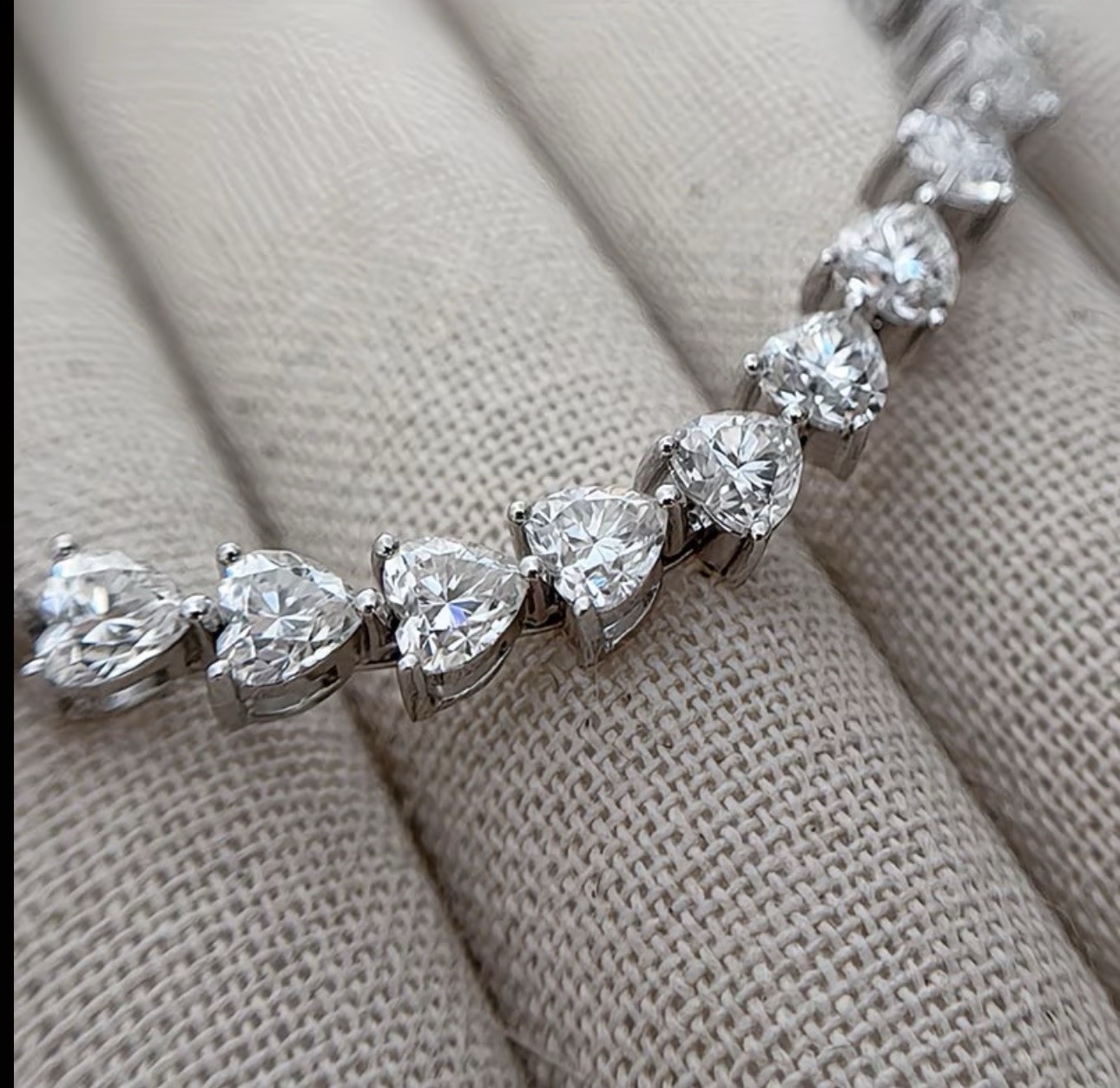 16 CTW Natural Moissanite Heart Bracelet VVS1 D Clarity