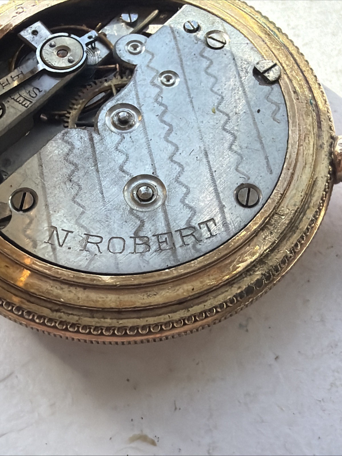 AT24 VTG N Robert 5 Years Gold Filled 36.8mm Pocket Watch Parts Repair As Is**