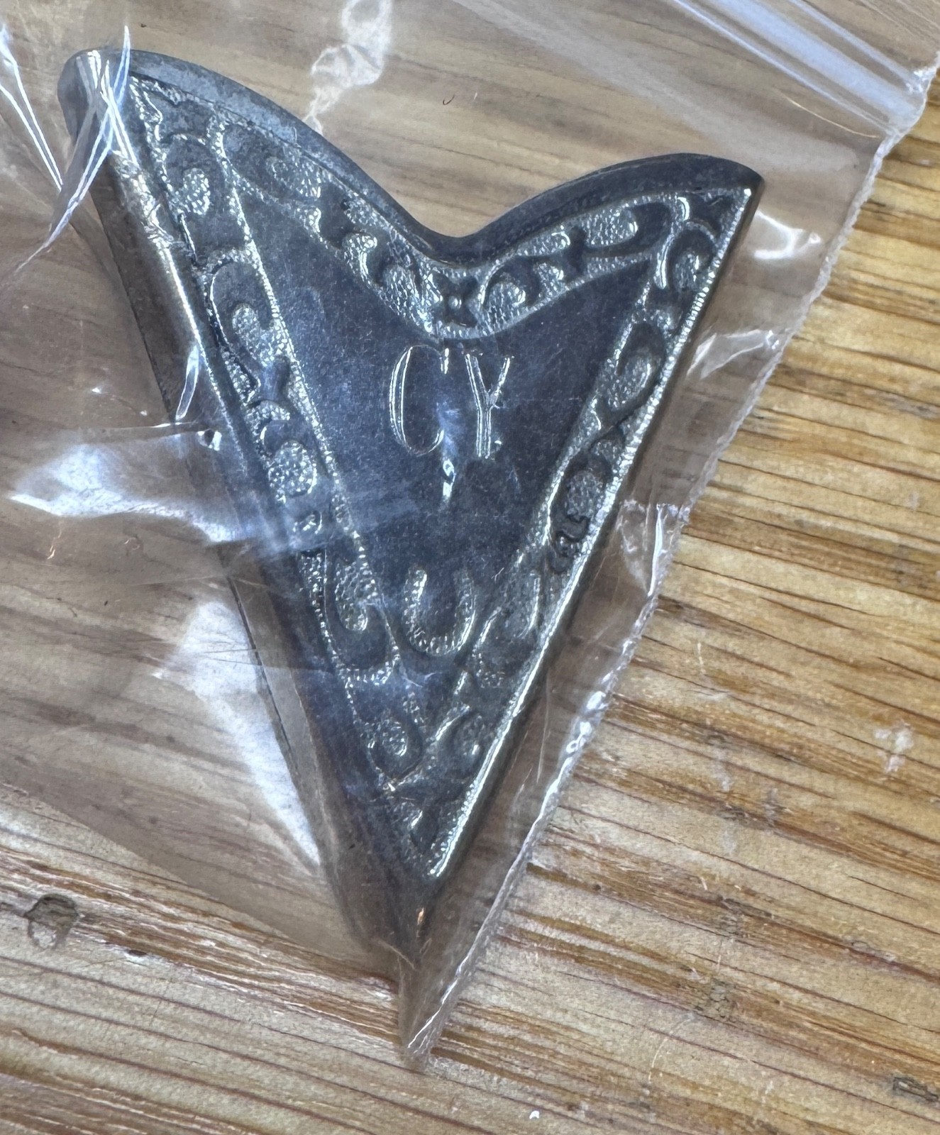 Vintage Silver CY Horseshoe Western Shirt Collar Tips Front Only 1 3/8 In